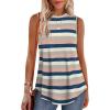 imageOFEEFAN High Neck Tank Tops for Women Loose Fit Sleeveless Top Summer Clothes Womens Tunic Tops to Wear with LeggingsPstripe Pink Blue