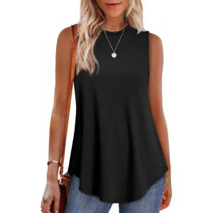 imageOFEEFAN High Neck Tank Tops for Women Loose Fit Sleeveless Top Summer Clothes Womens Tunic Tops to Wear with LeggingsBblack