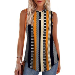 imageOFEEFAN High Neck Tank Tops for Women Loose Fit Sleeveless Top Summer Clothes Womens Tunic Tops to Wear with LeggingsBpattern Stripe Spot