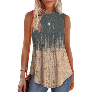 imageOFEEFAN High Neck Tank Tops for Women Loose Fit Sleeveless Top Summer Clothes Womens Tunic Tops to Wear with LeggingsQgrey Pink