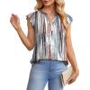 imageOFEEFAN Summer Tops for Women Button Down Blouses for Women Dressy Casual V Neck T Shirts Ruffle SleeveA Tiedye