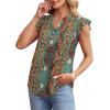 imageOFEEFAN Summer Tops for Women Button Down Blouses for Women Dressy Casual V Neck T Shirts Ruffle SleeveB Colorful Boho