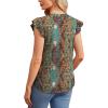 imageOFEEFAN Summer Tops for Women Button Down Blouses for Women Dressy Casual V Neck T Shirts Ruffle SleeveB Colorful Boho