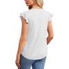 imageOFEEFAN Summer Tops for Women Button Down Blouses for Women Dressy Casual V Neck T Shirts Ruffle SleeveB White