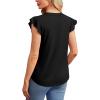 imageOFEEFAN Summer Tops for Women Button Down Blouses for Women Dressy Casual V Neck T Shirts Ruffle SleeveBlack