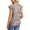 imageOFEEFAN Summer Tops for Women Button Down Blouses for Women Dressy Casual V Neck T Shirts Ruffle SleeveC Patterned