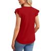 imageOFEEFAN Summer Tops for Women Button Down Blouses for Women Dressy Casual V Neck T Shirts Ruffle SleeveRed