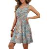 image:imageOFEEFAN Summer Dresses for Women Beach Fashion Sundresses Babydoll Dress Button Down Boho Dresses Cute CrossBlue Print