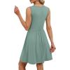 image:imageOFEEFAN Summer Dresses for Women Beach Fashion Sundresses Babydoll Dress Button Down Boho Dresses Cute CrossGreen