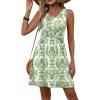 image:imageOFEEFAN Summer Dresses for Women Beach Fashion Sundresses Babydoll Dress Button Down Boho Dresses Cute CrossGreen Print