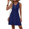 image:imageOFEEFAN Summer Dresses for Women Beach Fashion Sundresses Babydoll Dress Button Down Boho Dresses Cute CrossNavy Blue