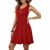 image:imageOFEEFAN Summer Dresses for Women Beach Fashion Sundresses Babydoll Dress Button Down Boho Dresses Cute CrossRed