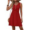 image:imageOFEEFAN Summer Dresses for Women Beach Fashion Sundresses Babydoll Dress Button Down Boho Dresses Cute CrossRed