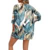 image:imageOFEEFAN Beach Cover Ups for Women 34 Length Sleeve Womens Tops Summer Cardigan Casual Blouses Loose FitB Green Tropical Leaves