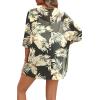 image:imageOFEEFAN Beach Cover Ups for Women 34 Length Sleeve Womens Tops Summer Cardigan Casual Blouses Loose FitBlack Beige Leaves