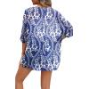 image:imageOFEEFAN Beach Cover Ups for Women 34 Length Sleeve Womens Tops Summer Cardigan Casual Blouses Loose FitBlue Waves