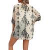 image:imageOFEEFAN Beach Cover Ups for Women 34 Length Sleeve Womens Tops Summer Cardigan Casual Blouses Loose FitBoho Beige